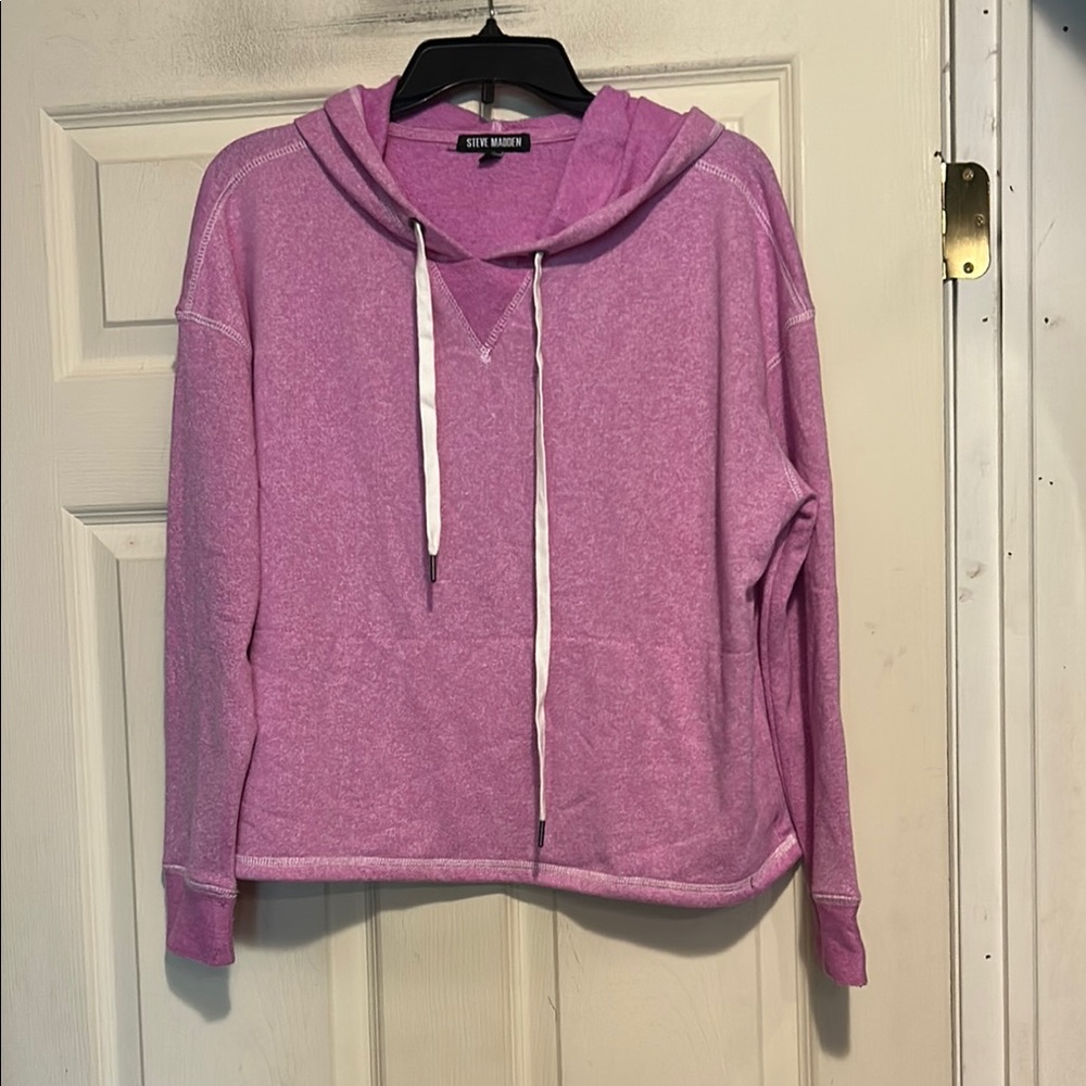 Steve Madden Pink Washed Draw String Hoodie Size Large
